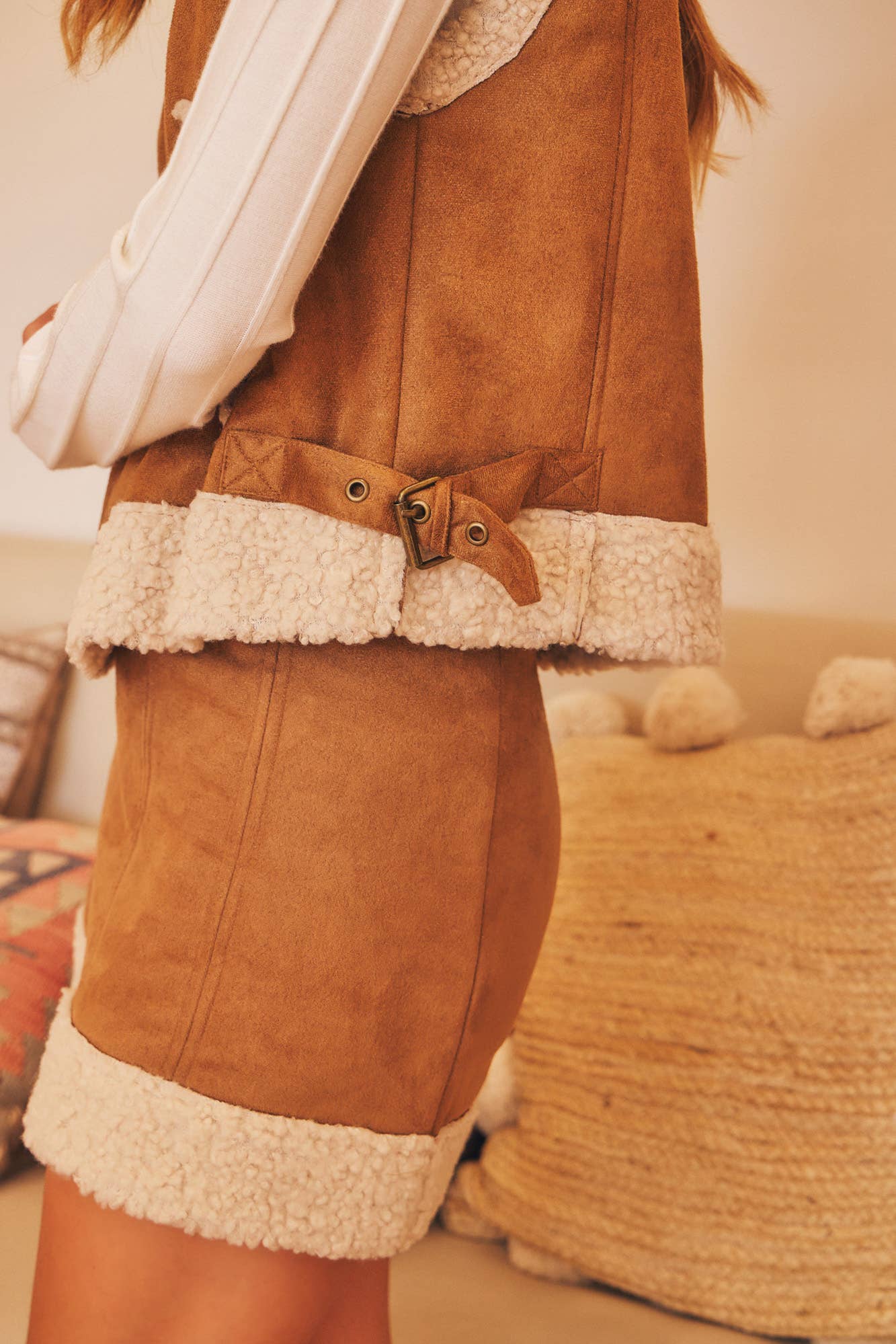 Shearling Lined Mini Skirt