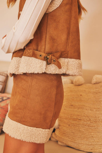 Shearling Lined Mini Skirt