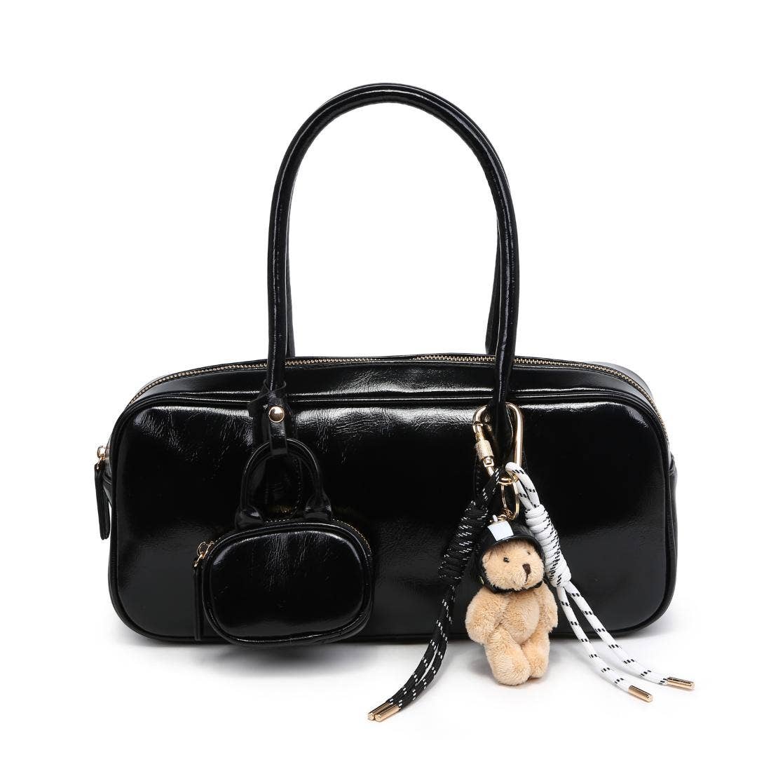 Liora Black Shoulder Bag W/ Bag Charm