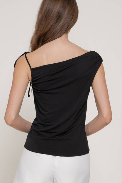 Sleeveless One Shoulder with Strap Knit Top