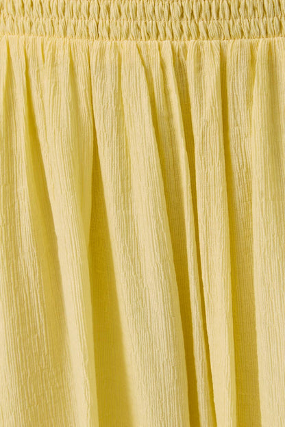 Butter Yellow High Waisted Smocked Midi Skirt