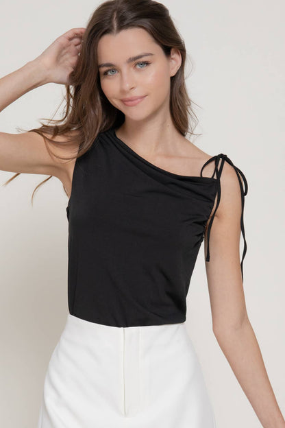 Sleeveless One Shoulder with Strap Knit Top
