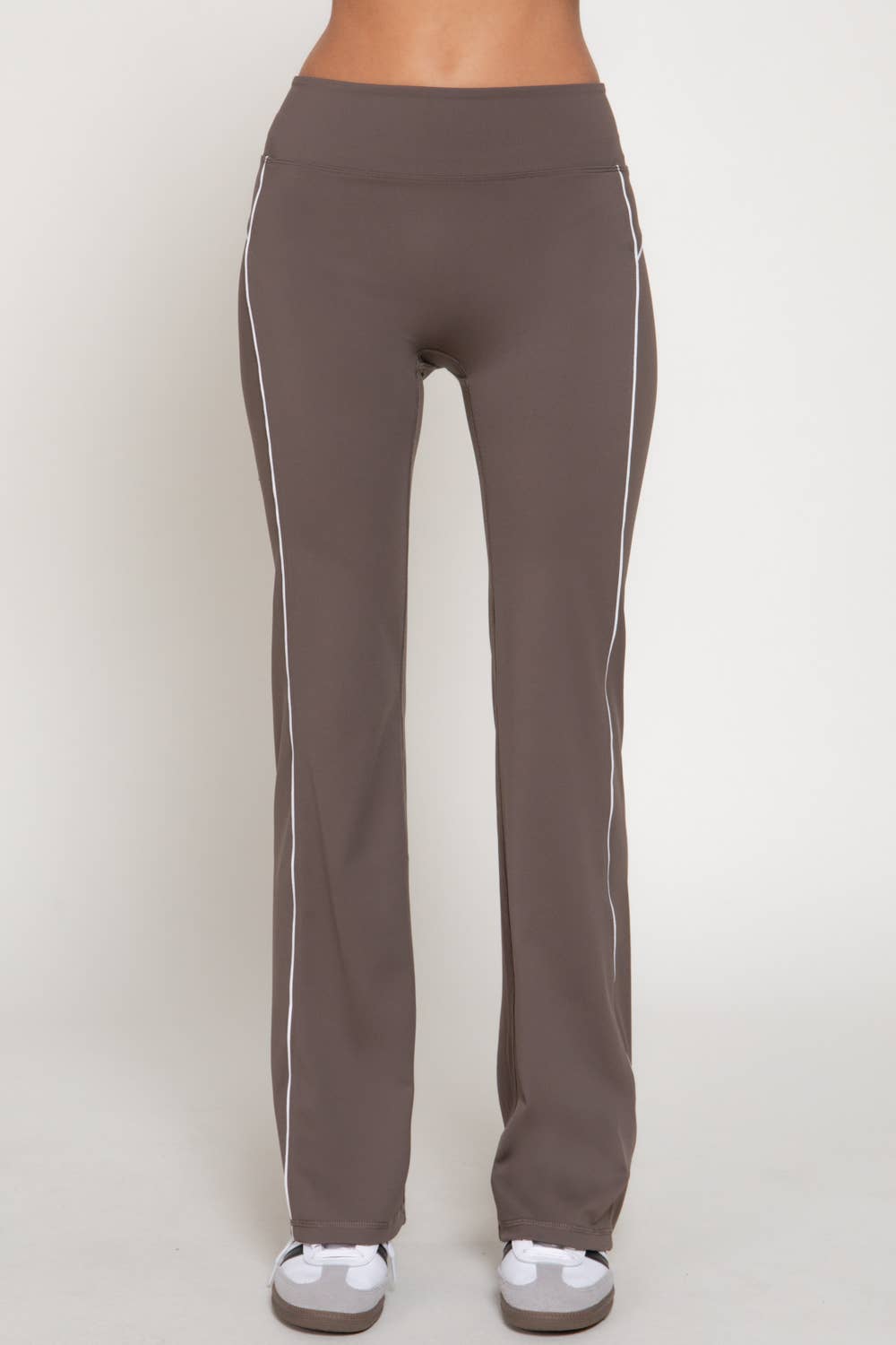 Coffee Contrast Piping Workout Pants