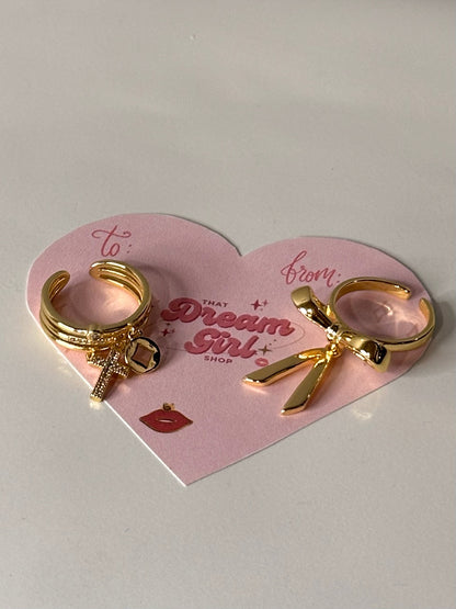 Gold Adjustable Charm Rings