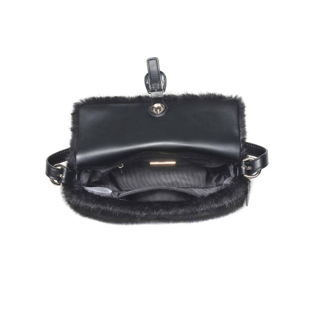 Gloria Black Plush Shoulder Bag