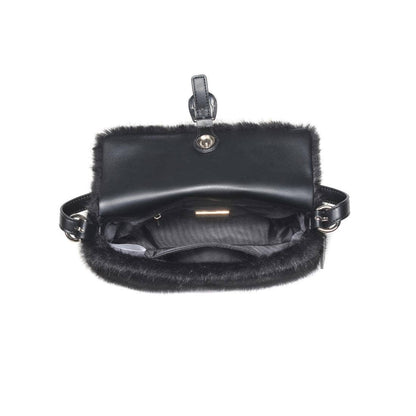 Gloria Black Plush Shoulder Bag
