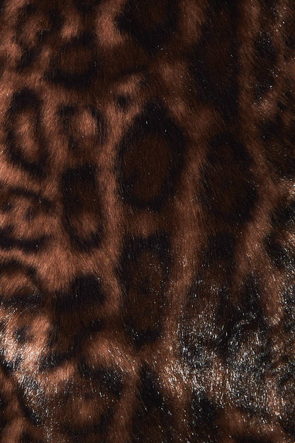 Animal Print Faux Fur Zippered Jacket
