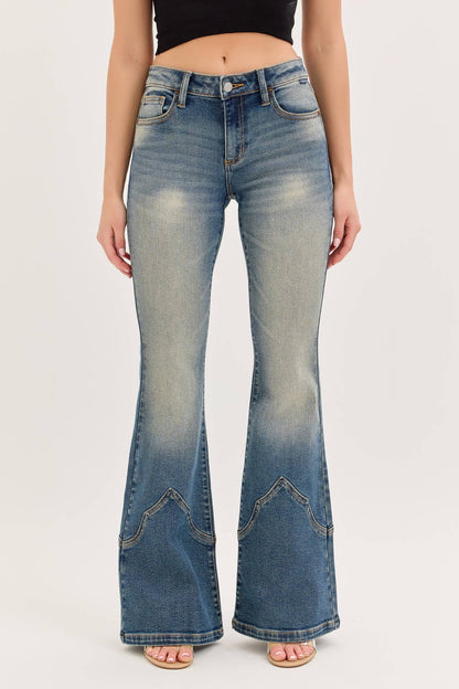 Mid Rise Western Super Flare Jeans