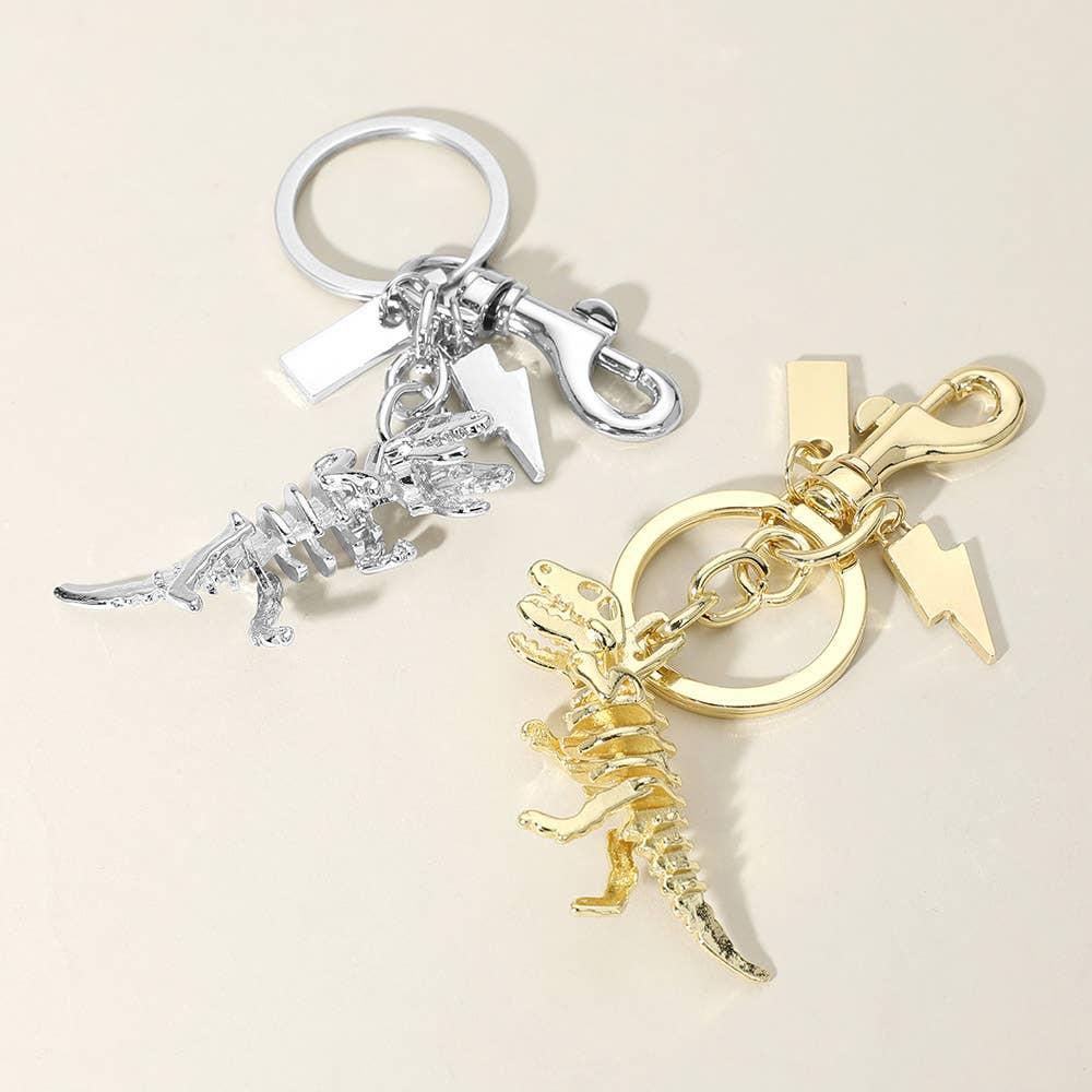 Metal T-Rex Dinosaur Keychain / Bag Charm