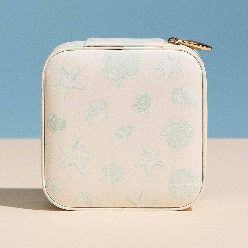 Sealife Pattern Print Portable Square Jewelry Box
