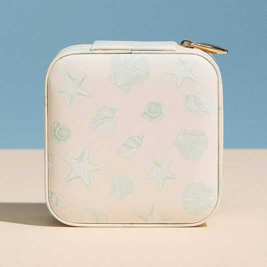 Sealife Pattern Print Portable Square Jewelry Box