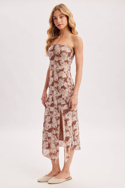 Floral Mesh Midi Dress