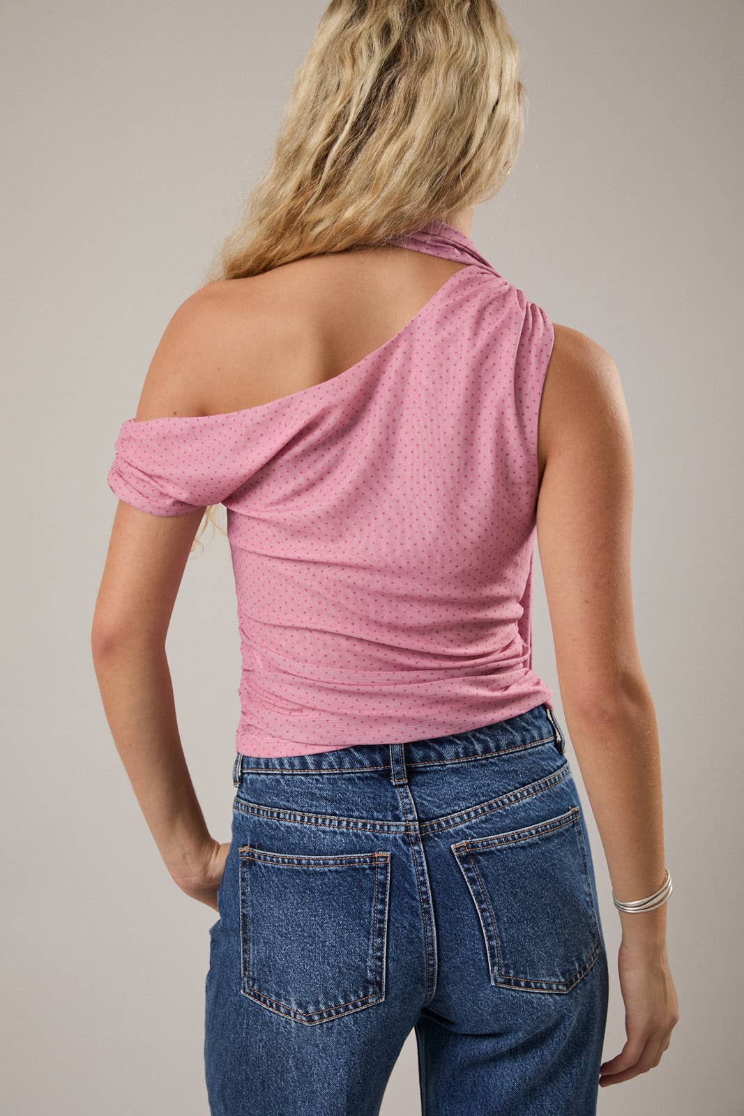 Pink Scarf Detail Asymmetrical Top