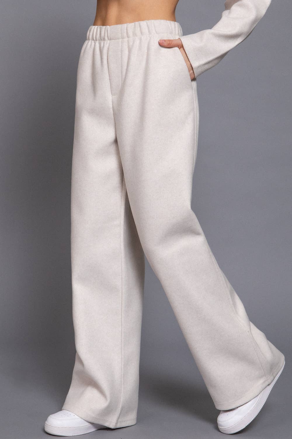 Waist Elastic with Side Pocket Soft Felt Pants