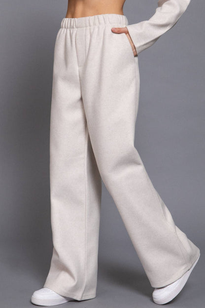 Waist Elastic with Side Pocket Soft Felt Pants