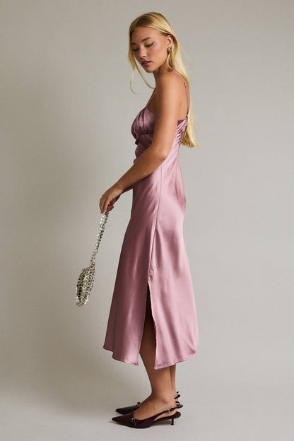 Mauve Pink Satin Slip Dress