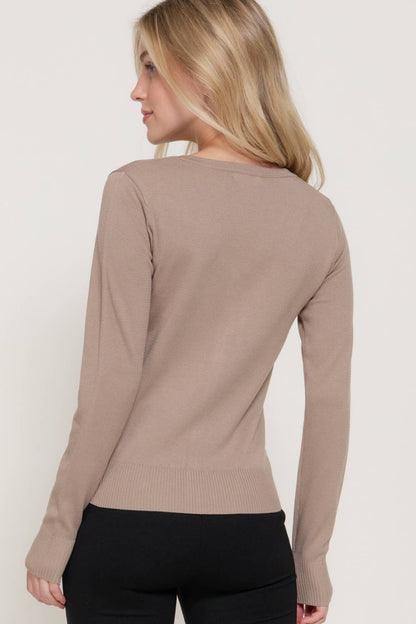 Long Sleeve V-neck Button Down Sweater Cardigan
