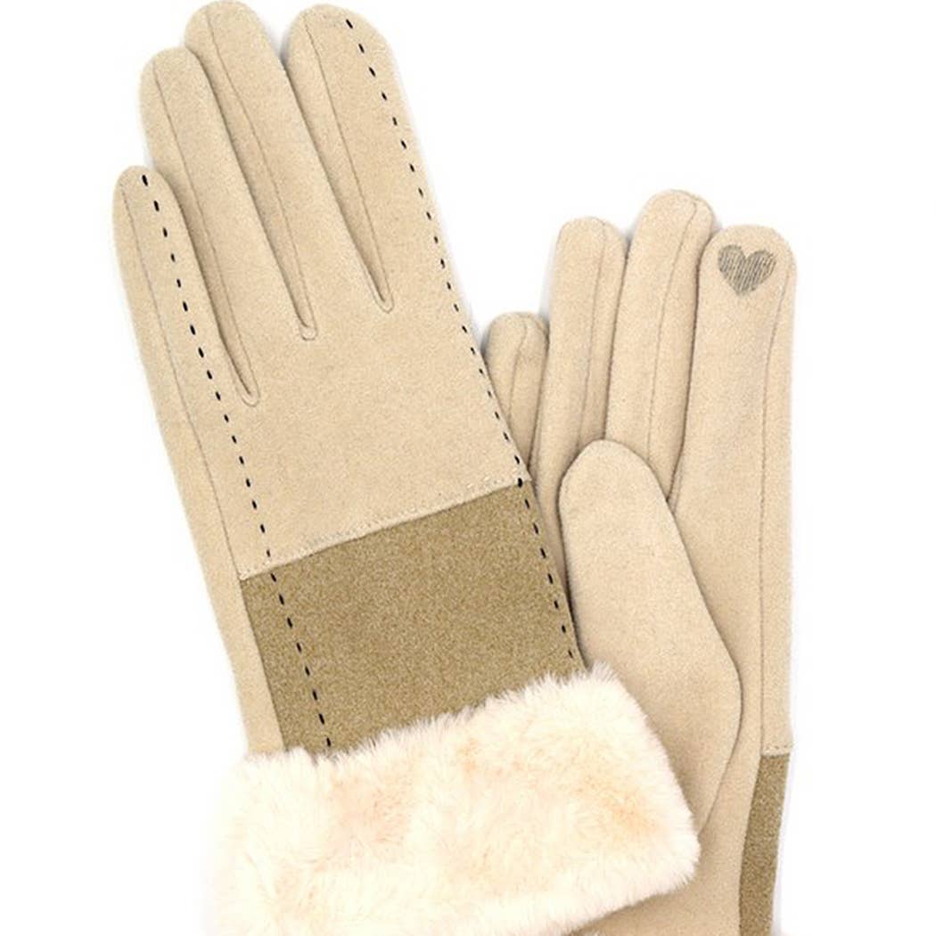 Biege Sherpa Gloves