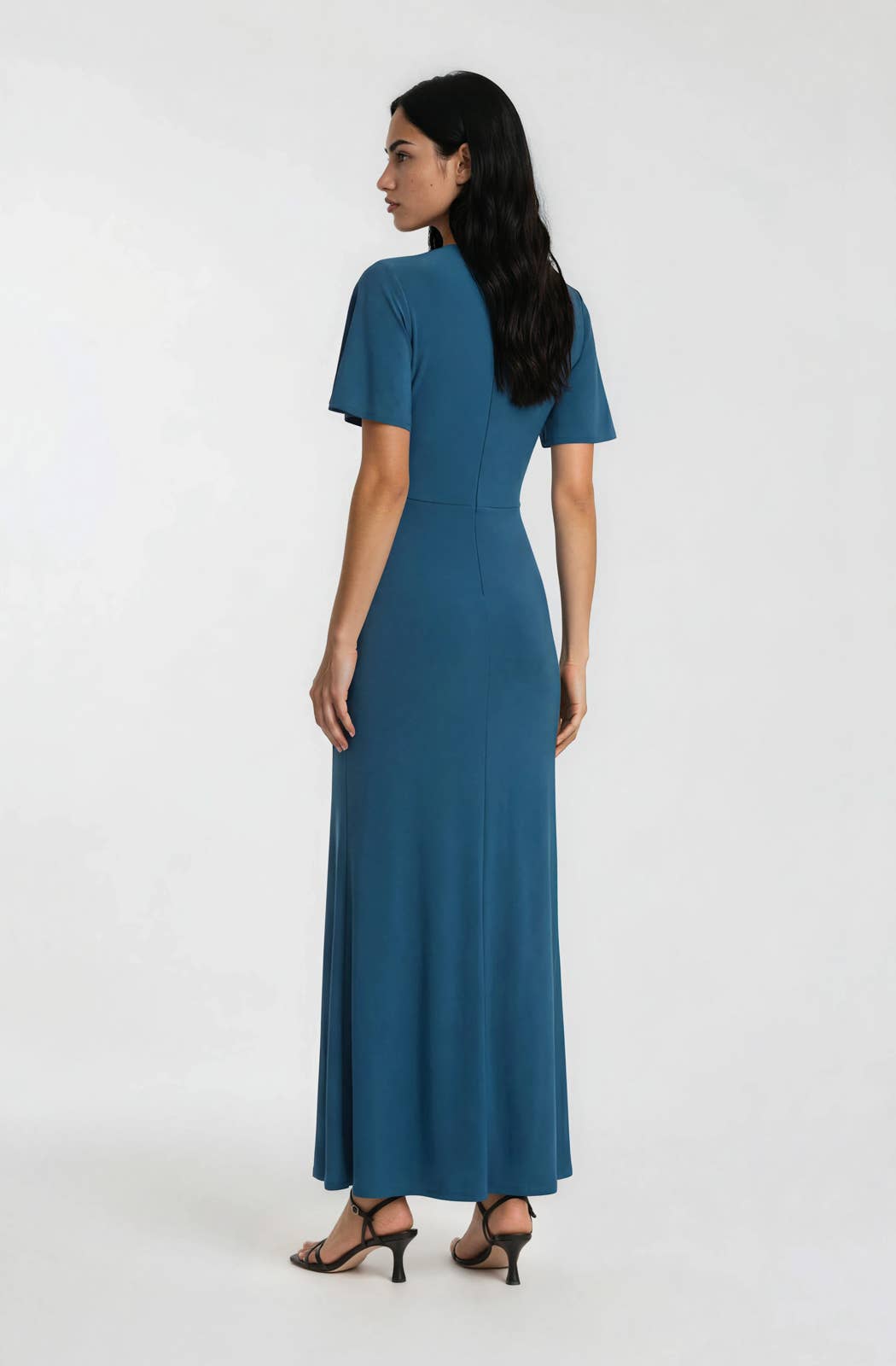 Flutter Sleeve Teal Blue Midi Dress