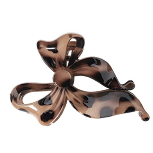 Large Brown Leopard Bow Hair Claw Clip