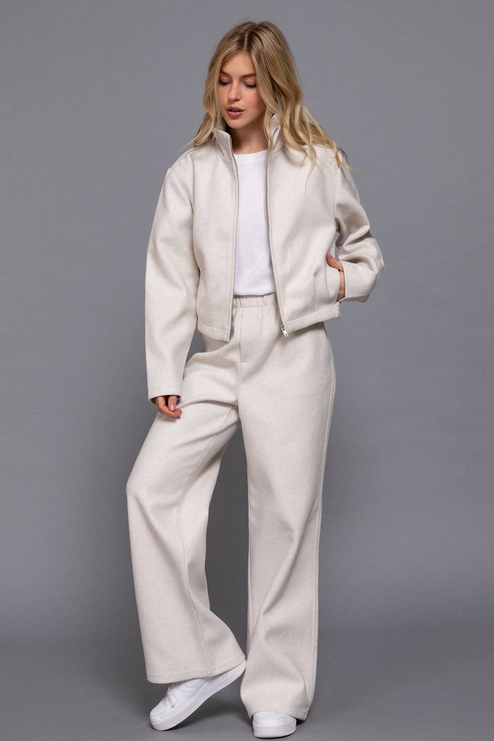Waist Elastic with Side Pocket Soft Felt Pants