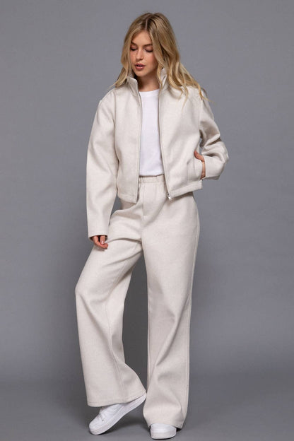 Waist Elastic with Side Pocket Soft Felt Pants