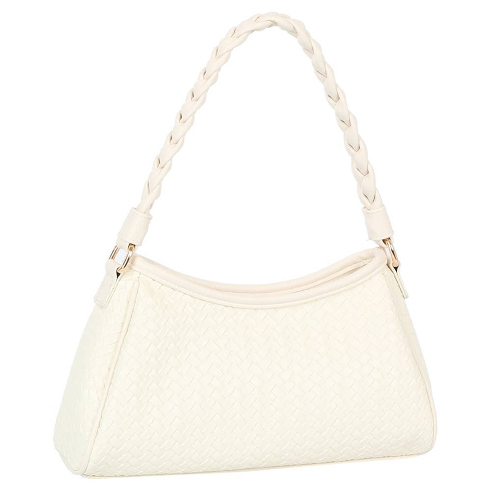 Braided Handle Woven Shoulder Bag