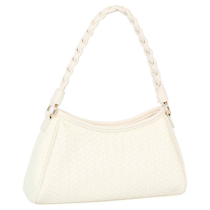 Braided Handle Woven Shoulder Bag