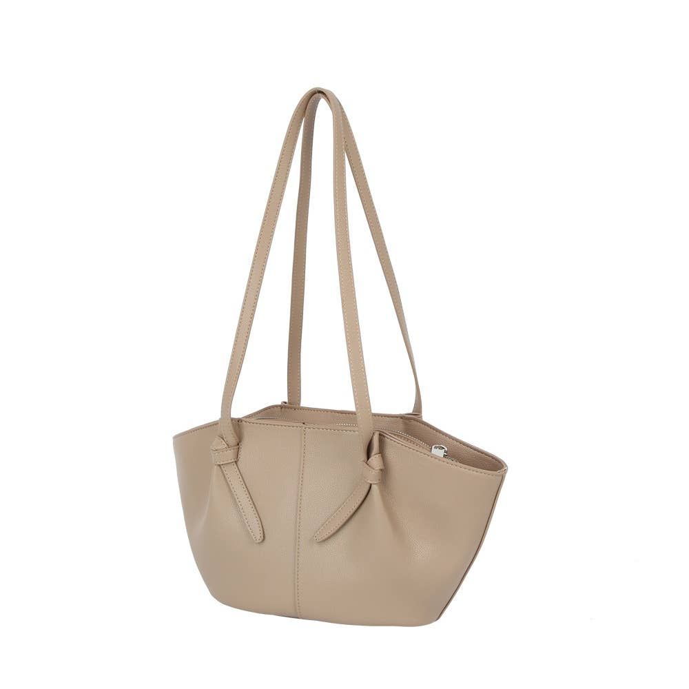Twist Lock Winged Shoulder Tote Bag (Blue or Taupe)