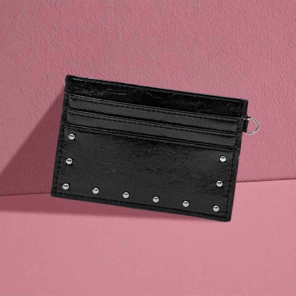 Slim Studded Card Holder Wallet