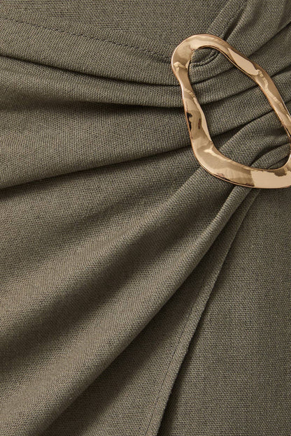 Olive Midi Skirt w/ Slit