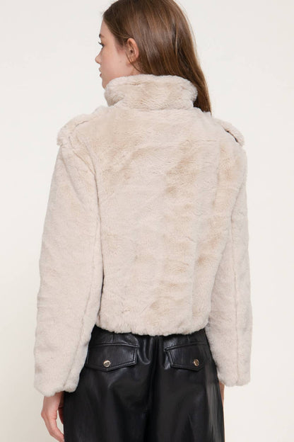 Funnel Neck Faux Fur Jacket