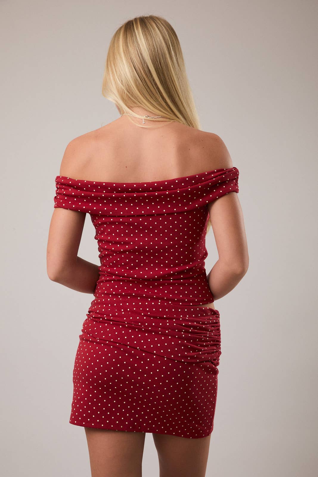 Polka Dot Red OTS Crop Top