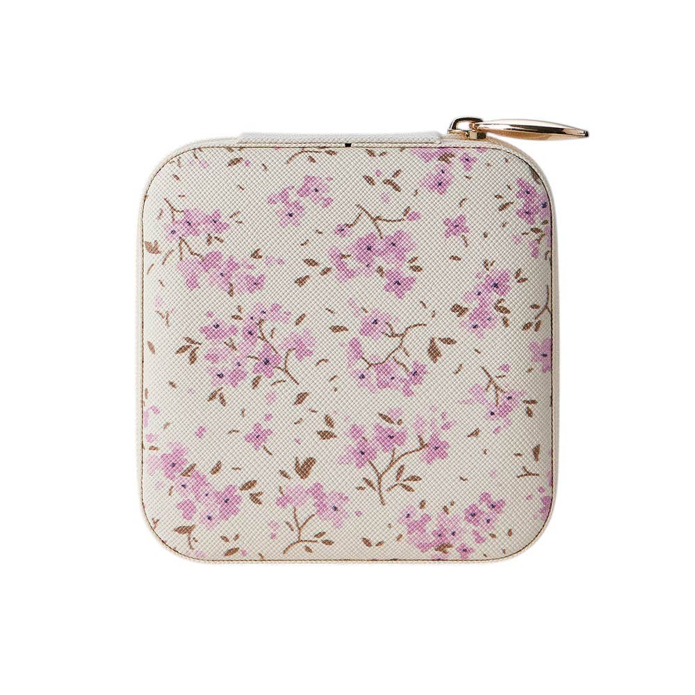 Floral Pattern Portable Square Jewelry Box