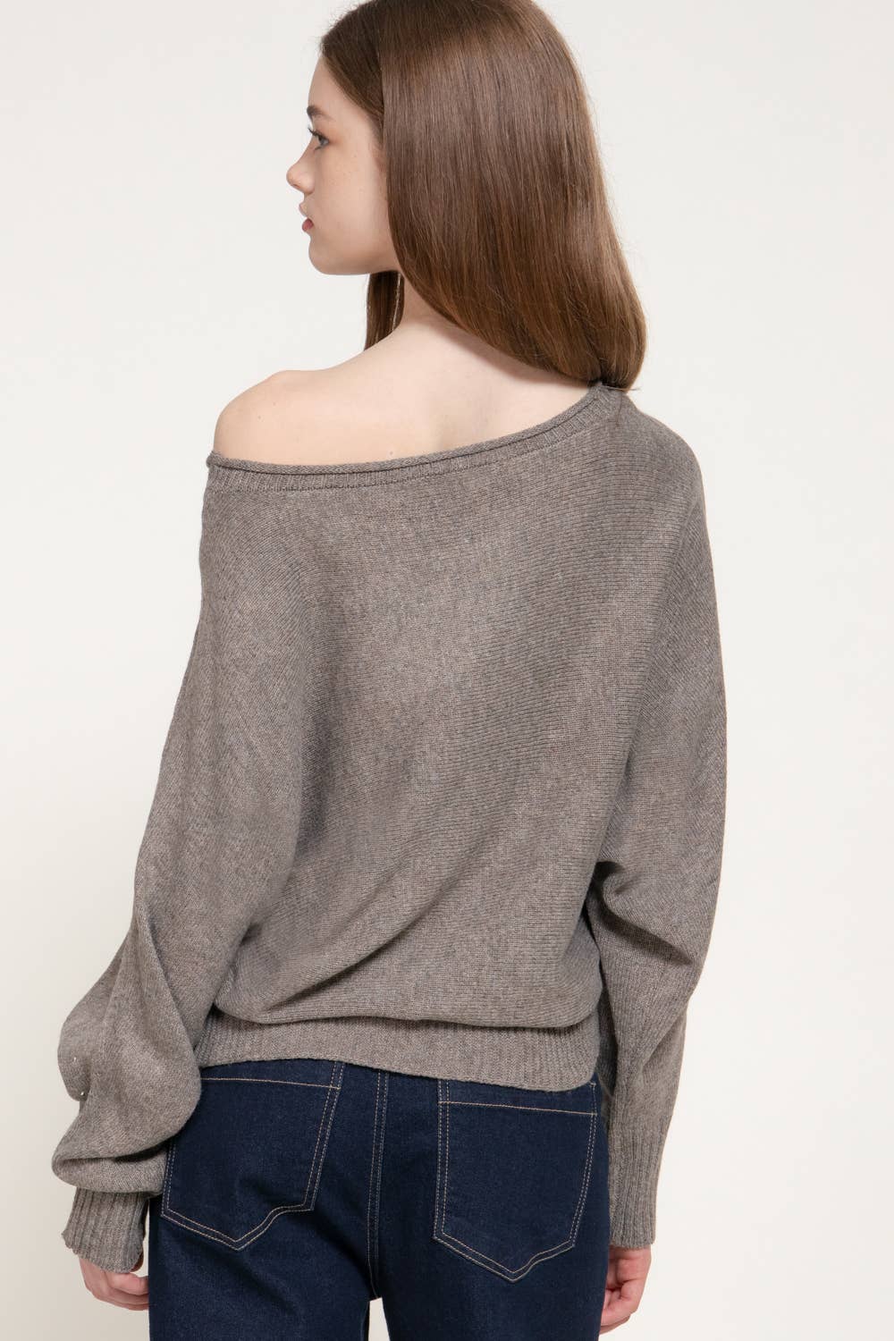 Long Sleeve Wide Boat Neck Studded Sweater
