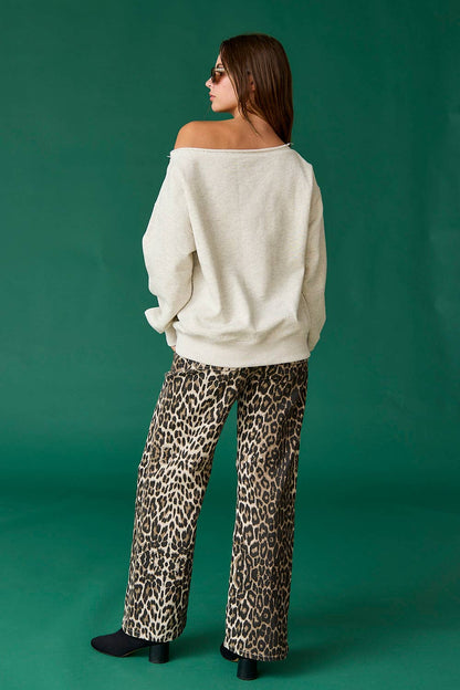 Evelyn Loose Fit Hunter Green One Shoulder Sweatshirt