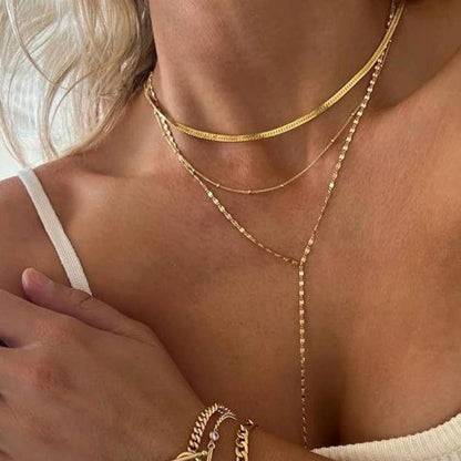 Gold Layered Y Necklace | Waterproof