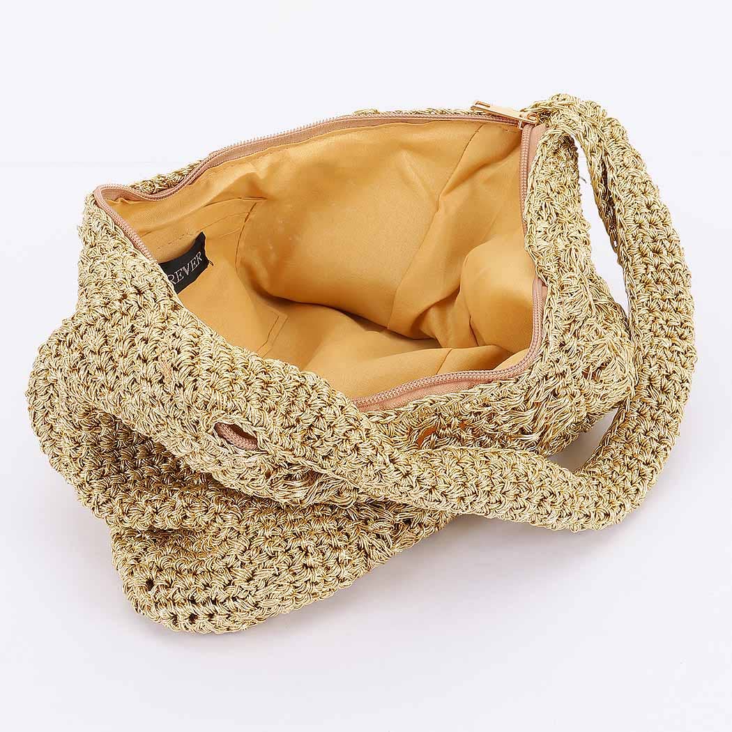 Braided Metallic Hobo Bag - Gold or Silver