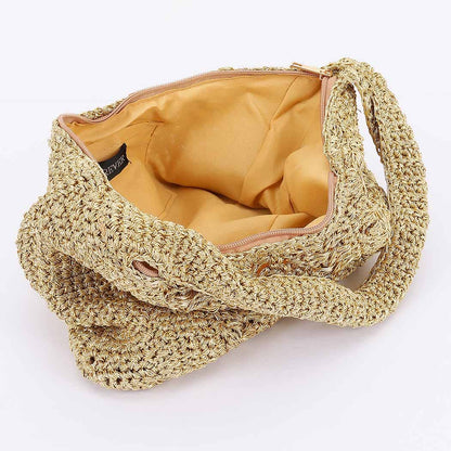 Braided Metallic Hobo Bag - Gold or Silver