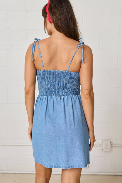 Charlotte Smocked Denim Dress