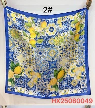 Lemon & Tile Daisy Silky Feel Bandana Scarf