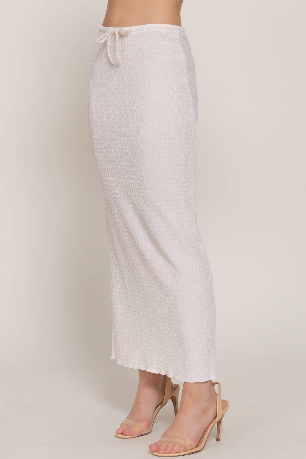 Ivory Adjustable Texture Knit Skirt