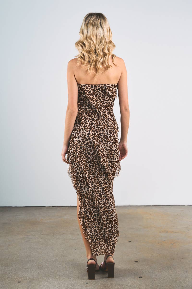 Leopard Ruffled Maxi Dress