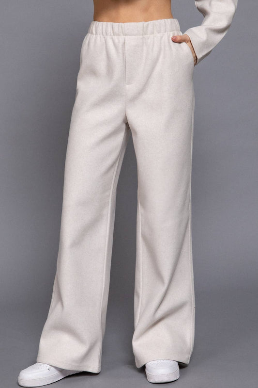 Waist Elastic with Side Pocket Soft Felt Pants