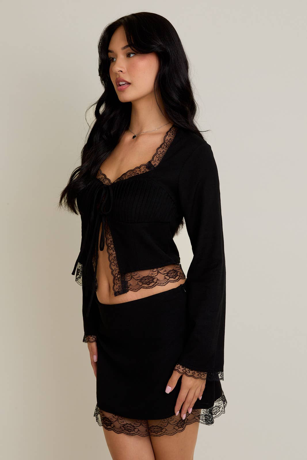 Black Lace Mini Skirt