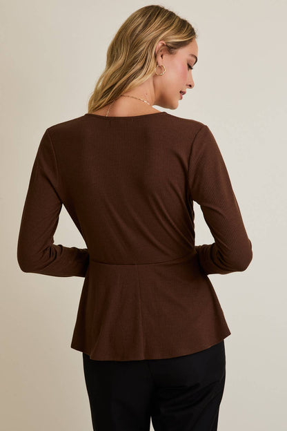 Brown Flare Hem Top