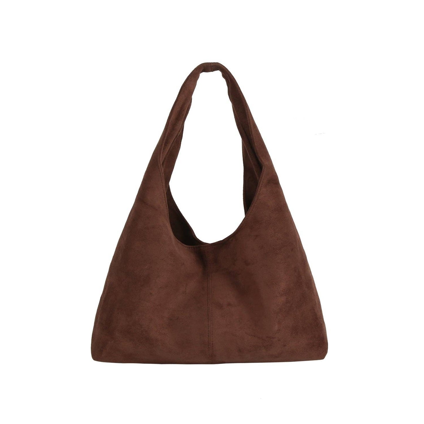 Faux Suede Hobo Tote Bag in Coffee brown