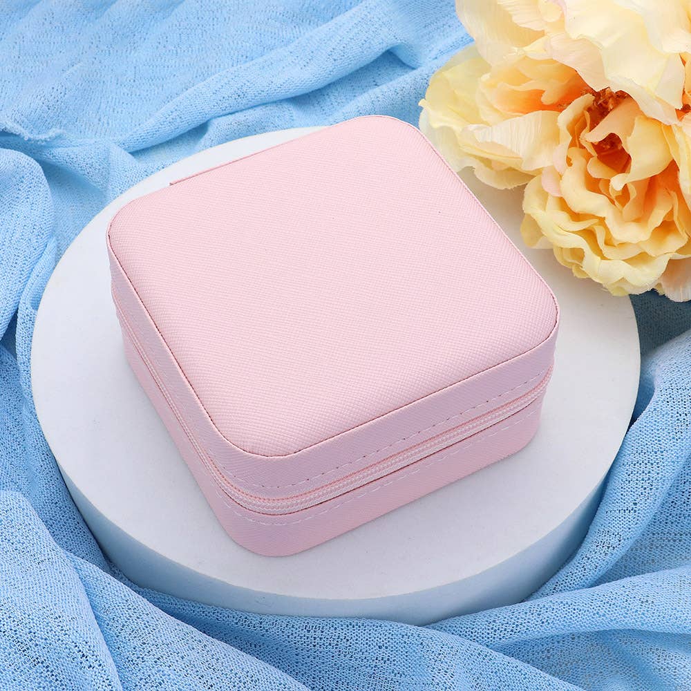 Pink Portable Square Jewelry Box