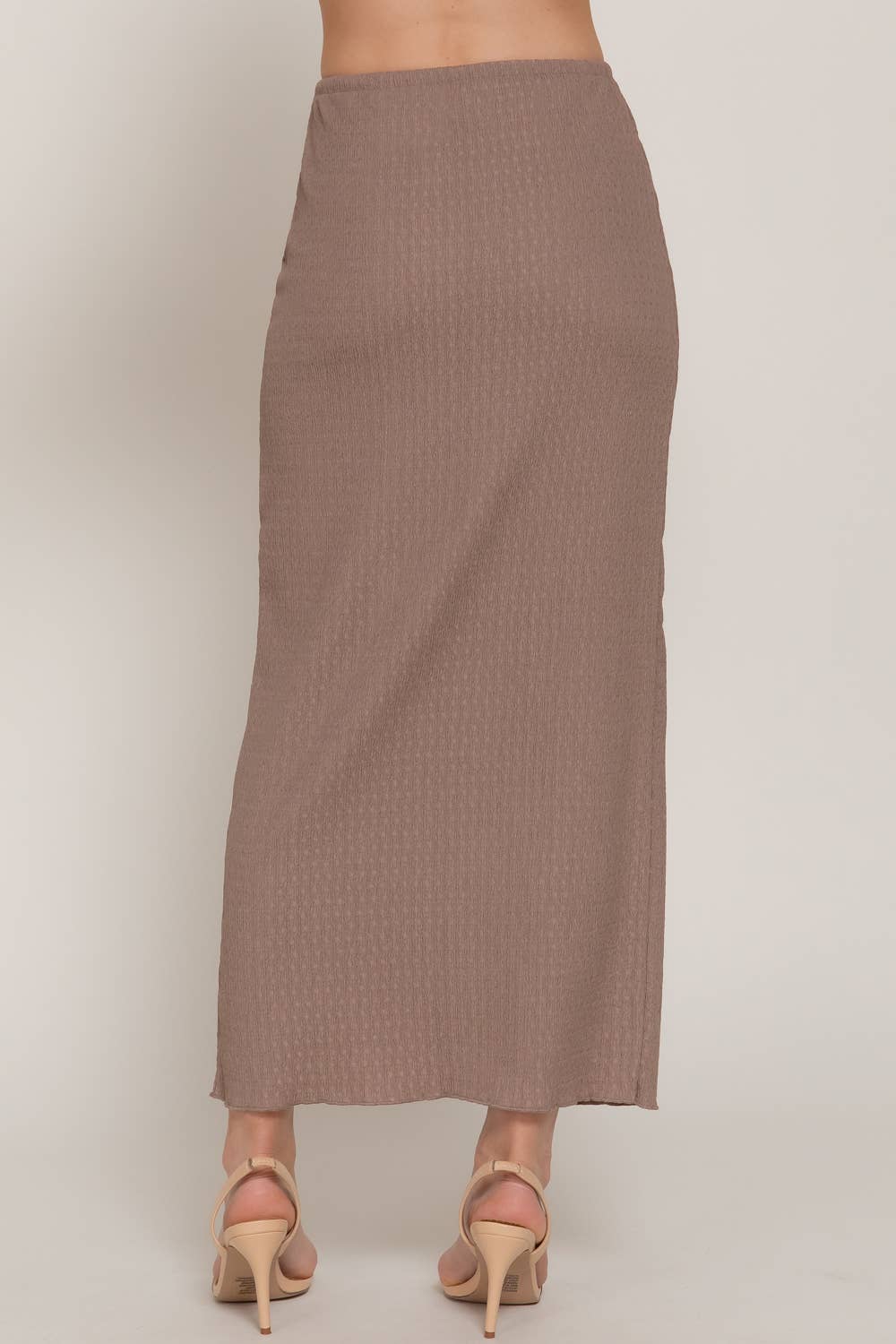 Taupe Texture Knit Long Skirt