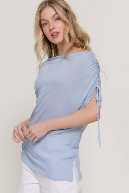 Asymmetric Side Drawstring Sweater Top